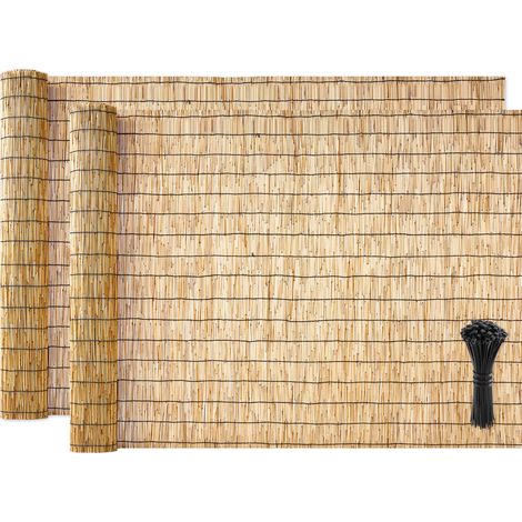 VEVOR Canisse en Roseau Naturel 5x1,2 m Lot de 2 Rouleaux Brise-vue Roseau, pour Intimite au Balcon, Terrasse deExterieur, Separation de Jardin, Cloture Decorative, avec Attaches Autobloquantes Noires (1/5)