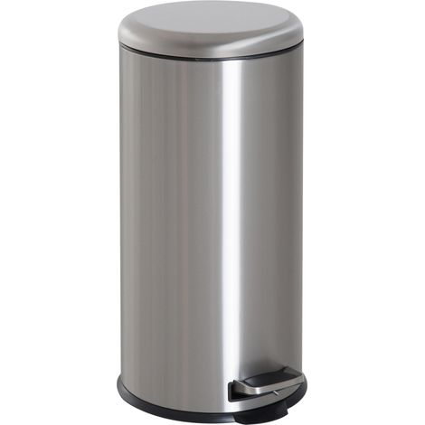 Poubelle HOMCOM 30 litres, avec couvercle, pédale au pied, seau intérieur, pour tri sélectif dans salon ou bureau, forme ronde