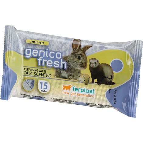 Ferplast GENICO FRESH SMALL PETS Salviette detergenti umidificate. Al talco - 15 pezzi. Variante GENICO FRESH SMALL PETS - Misure: 13 x h 20 cm -
