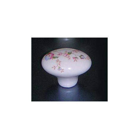ORECA - 1 POMOLO OVALE IN PORCELLANA BIANCA CON FIORE 33X24mm