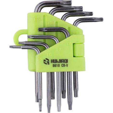 Clés Coudée, Kit de 8 Pièces Clés Allen Torx, Tournevis Etoile T5 T6 T7 T8 T9 T10 T15 T20, Ensembles de Clés Outillage à Main Clés Hexagonales Torx