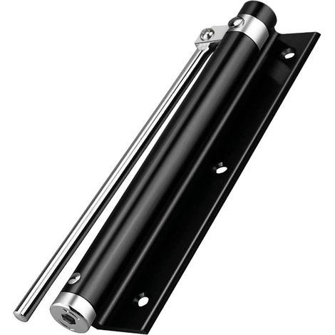 Ferme-porte réglable en acier inoxydable avec ressort automatique et fonction de fermeture amortie (noir) (1/5)