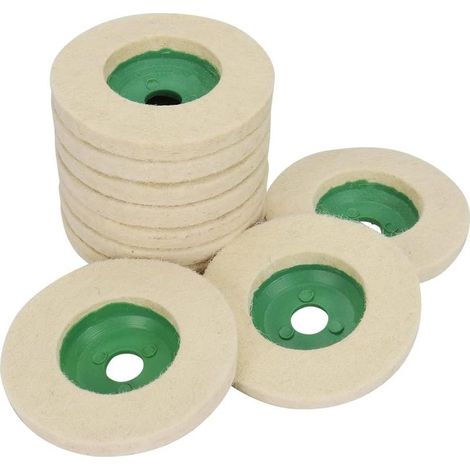 Discos de lana de 10,2 cm para amoladora angular, almohadillas de pulido resistentes al desgaste y engrosadas para metal, mármol, vidrio y espejos, con efecto pulidor, paquete de 10 unidades. (1/5)