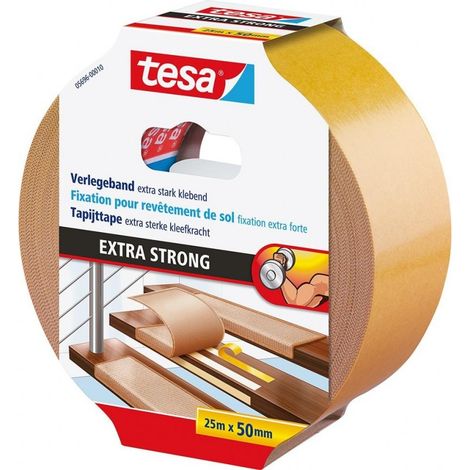 Cinta adhesiva de doble cara extrafuerte para alfombras Tesa, 10 m x 50 mm