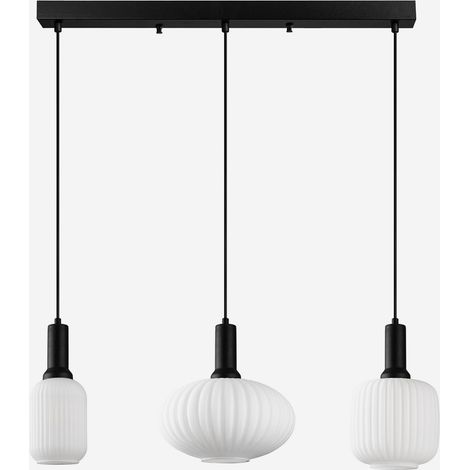 Moderne Pendelleuchte 3-flammig aus Glas Asker Rettangolo - Schwarz (1/5)
