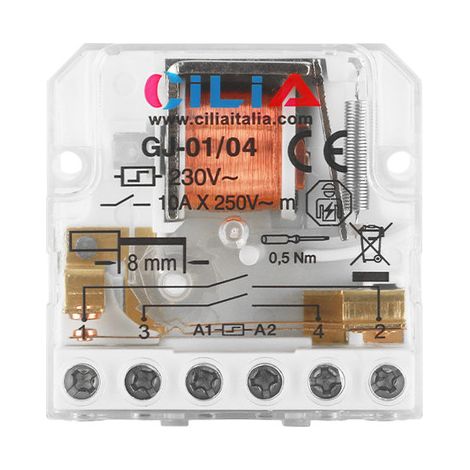 Télérupteur 230V AC 10A – 4 séquences – 2 contacts NO – Relais à impulsion pour 2 circuits d'éclairage – Installation facile – Cilia