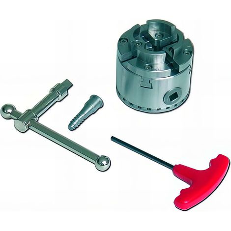 Mandrin 4 mors D. 70 mm – Bague 1" x 8 TPI à M33 x 3,5 mm – Serrage 30 à 62 mm – Accessoire pour tour à bois – Holzprofi