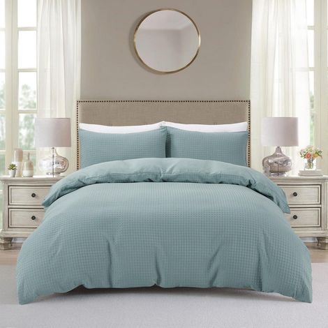Ensemble de literie nid d'abeille microfibre King-Size Bleu 230x220cm