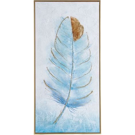 Quadro disegno piuma su tela e cornice oro Quadro5