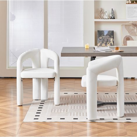 Set di 2 sedie da pranzo in velluto beige con braccioli, portata max 150 kg (1/5)
