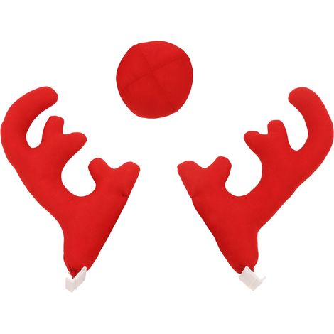 Bois de renne pour voiture (2 bois, 1 nez) - Kit de décoration rouge doux et confortable pour Noël et la maison (1/5)