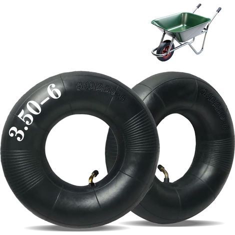 Mtlhbcg Chambre à air Remorque,Chambres à air 4.10/3.50-6 Caoutchouc Noir pour Chariot à Main,avec Valve Courbée de Roue Brouette,pour Les brouettes,Les tondeuses,Les camions à Main(2PCS) (1/5)