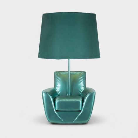 Lámpara de mesita de noche de diseño Poltrona Midcentury turquesa (1/5)