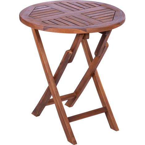 PrimeMatik - Table de jardin pliante ronde 66 cm en bois de teck certifié (1/5)