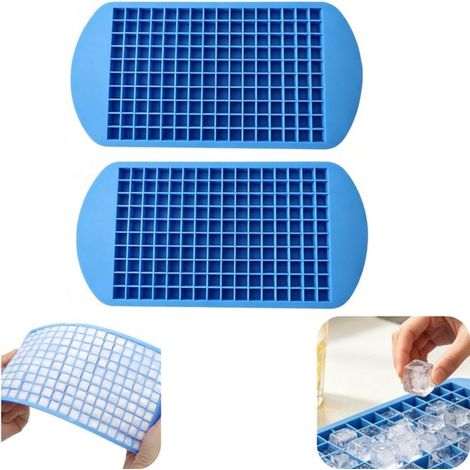 Moules à glaçons en silicone lot de 2 de 24 x 12 cm - bacs empilables pour cocktails et jus, bleus (1/5)
