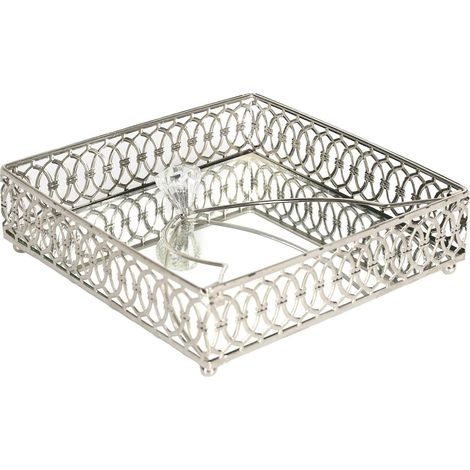 Porte-serviettes en verre avec structure en métal argenté (1/4)