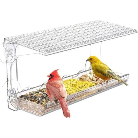 Mangeoire à oiseaux de fenêtre, nichoir en acrylique, avec 4 ventouses ultra-résistantes, mangeoire transparente pour oiseaux sauvages (1/5)