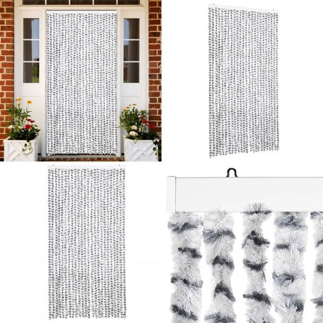 Fliegenvorhang Hellgrau und Dunkelgrau 100x230 cm Chenille - Fliegenvorhang - Insektenschutz - Türvorhang - Moskitonetze - Sommergarten - Home & Living
