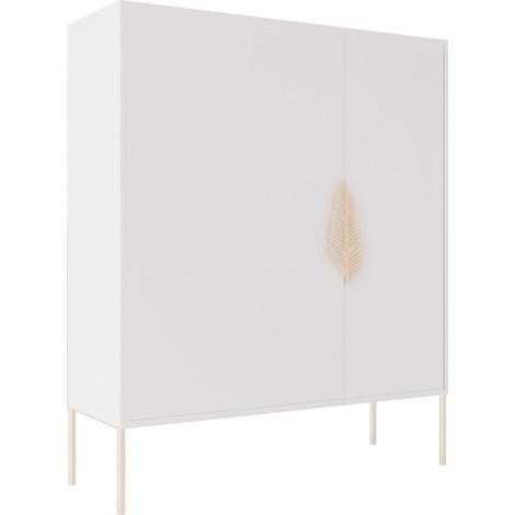 Cabinet Merlin 100 x 35 x 120 cm Bois - Blanc et doré (1/5)