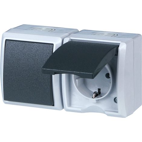 Rev Ritter 0510231777, Presa elettrica con interruttore deviatore, IP44, montaggio soprapiano (1/5)