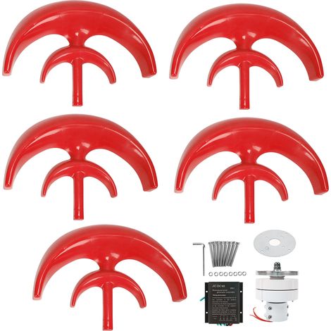 Éolienne 600W 5 pales Générateur AC Moteur Solaire Système Lanterne Double Couche Rouge 48V (1/5)