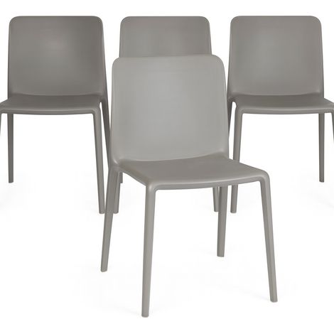 Lot de 4 chaises empilables polypropylène KLOVIS-Gris (1/5)