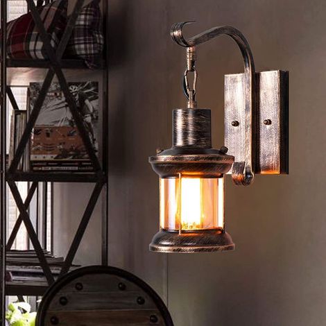 Retro antike industrielle Wandleuchte Außenbeleuchtung Veranda Gartenlampe (Bronze) (1/4)