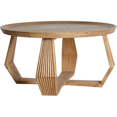 Table basse carrée en bois mindi finition naturelle style colonial - Bois naturel marron clair (1/4)