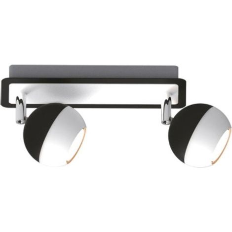 Plafonnier 2 Spots Orientables Noir et Blanc Carré en Saillie po