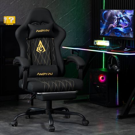 Sedia gaming, ergonomica, 60 x 60 x 122 cm, nero (1/5)