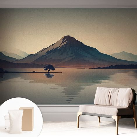 Tapete Vliestapete mit Kleber - Wanddekoration - Wandfolie - 3D Tapete Wand - Wohnungsdeko Berglandschaft 312x219 cm (1/5)