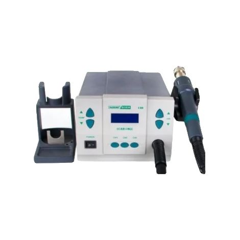 Estación de soldadura, potencia de 1000 W, rango de temperatura de 100 a 500 ℃, peso de 4,3 kg, dimensiones de 24 x 18,5 x 13 cm, velocidad del aire de aproximadamente 250 cm/s. (1/5)