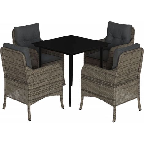Maison Exclusive - Set da Pranzo da Giardino 5 pz con Cuscini in Polyrattan Grigio (1/5)