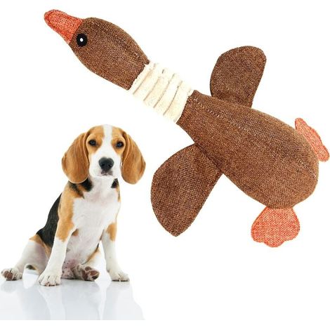 Quietschspielzeug für kleine und mittelgroße Hunde, weiches Plüsch-Hundespielzeug, Welpenspielzeug zur Zahnreinigung und zum Training (braun) (1/4)