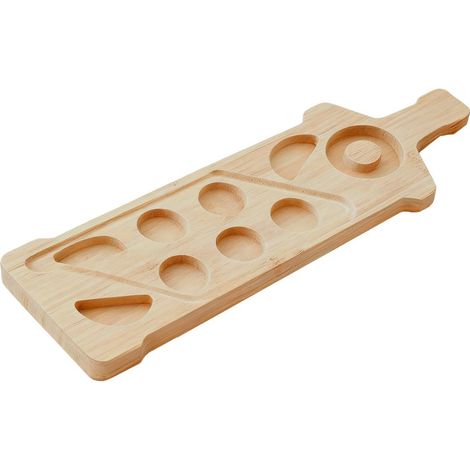 Porte-verres à vin et porte-condiments en bambou, antidérapant et stable, avec compartiments séparés (1/5)