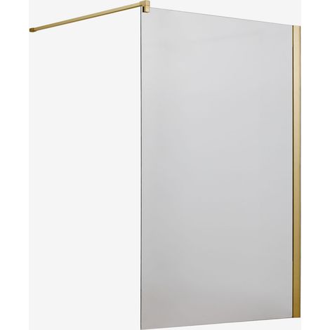 Paroi de douche fixe avec verre trempé 8 mm et aluminium Bristol SKLUM Or brossé 120 x 195 cm (1/5)
