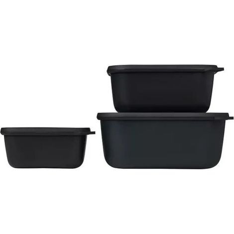 Mepal 106271041100 Cirqula Set Portapranzo 3 Pezzi 750 1500 3000 ml Impilabile Microonde e Lavastoviglie Sicuro BPA Colore Nero