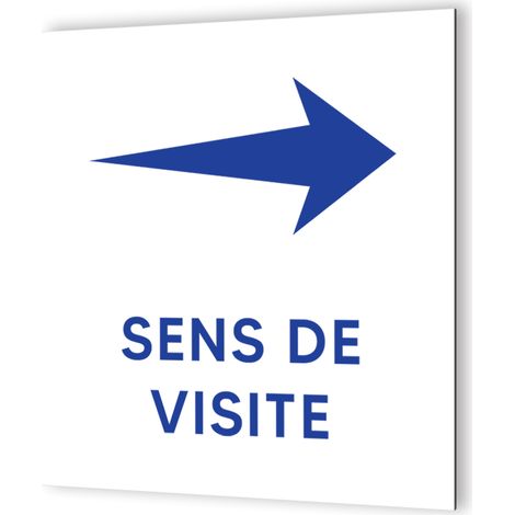 Pictogramme flèche directionnelle - Panneau signalétique Dibond blanc - Picto bleu, modèle Accueil Sharp Droite - 20x20 cm, 3 mm épaisseur (1/5)
