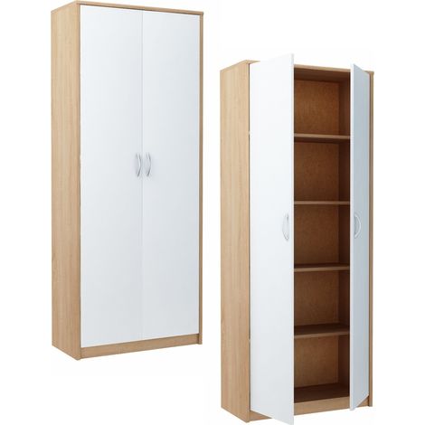 Armoire de Bureau Sonoma blanc - Meuble de rangement 5 Etagères Style contemporain - 74 x 35 x 180 cm (1/5)