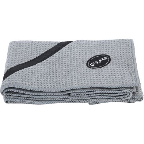 Serviette de sport microfibre avec poche zippée, absorption rapide, séchage facile, antibactérienne, 110x30cm, Gris (1/5)