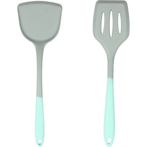 SpaTule - Cuillère - Passoire - Spatule À Frire En Silicone Non-Adhérent - Lot De 2 Pièces (1/5)