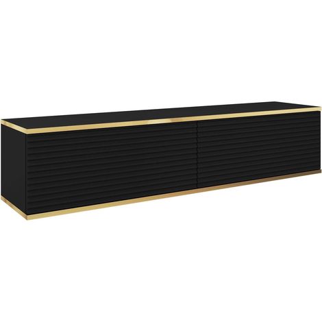 Mobile TV con lamelles nere, 135 x 32 x 30 cm, Push to Open (1/5)