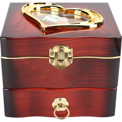 Handbetriebene Spieluhr mit klassischer, sich drehender Ballerina – Schmuckaufbewahrungsbox für Damen – Braun (1/5)