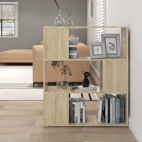 Librería separador madera contrachapada roble 80x24x94cm