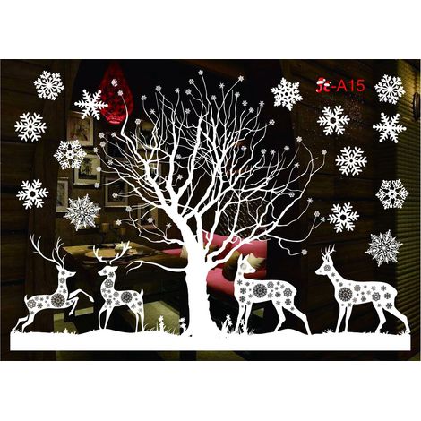 Autocollants de Noël PVC statique réutilisables pour fenêtres et portes vitrées, décoration DIY facile - JC-A15