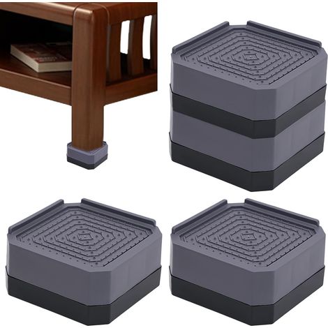 4 elevadores cuadrados antideslizantes para muebles, de 4 cm x 4 cm, para lavadora, mesa, sofá, silla o escritorio. (1/5)