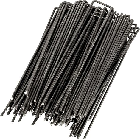 Lot de 100 piquets en acier pour bâche anti-mauvaises herbes - 150 x 30 mm - Ø 4 mm (1/3)