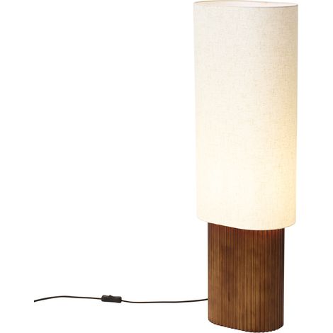 QAZQA Japandi vloerlamp walnoot hout met stoffen kap 90cm - Lamel (1/5)