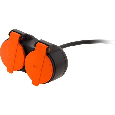 Zenitech – Rallonge étanche 2 prises 2P+T H07RN-F 3x1,5mm² 25m – Protection IP44 pour usage extérieur – Clip de fixation orange inclus