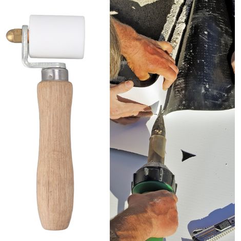 Rouleau de Pression Manuelle en PTFE Blanc 40mm pour Soudage PVC - Outil de Joint Étanche -KZQ (1/5)